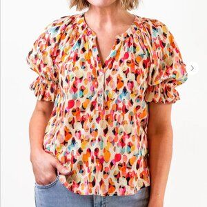 Women's LIVERPOOL Los Angeles Colorful Patterned Blouse - Size XL
